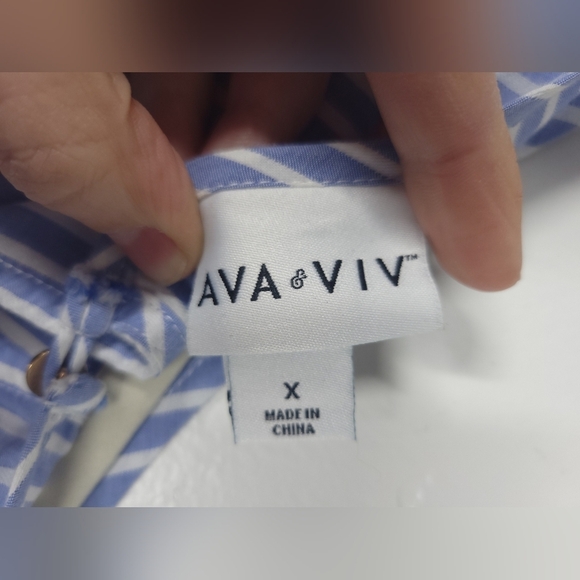 Ava & Viv Striped Embroidered Dress in BLUE STRIPE 14 - Picture 7 of 8